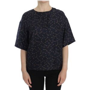 Dolce & Gabbana Dolce Gabbana Key Print Silk Blouse Women Blue Tops & T-Shirts